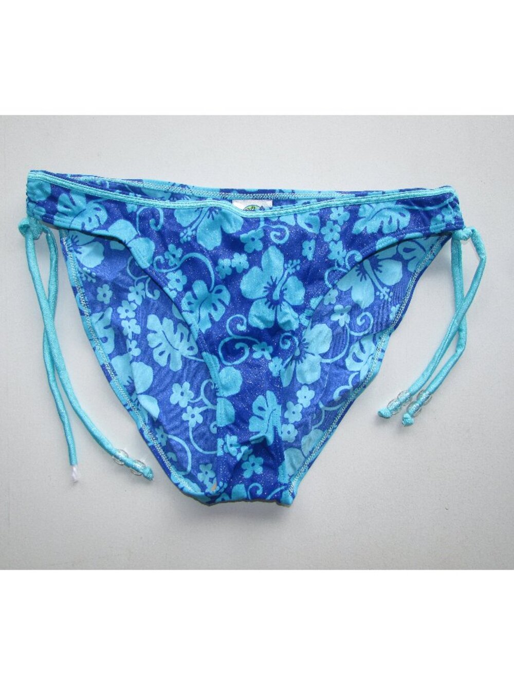 Pool Party Turquoise Blue Metallic Bikini Bottoms - L - NEW